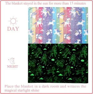 Glow in The Dark Blanket Unicorns Gifts for Girls, Soft Blanket 3 4 5 6 7 8 9 10 Year Old Girl Gifts, Toddler Girls Toys Age 6-8, Gifts for Girls for Birthday Gifts Presents, 60"x80"
