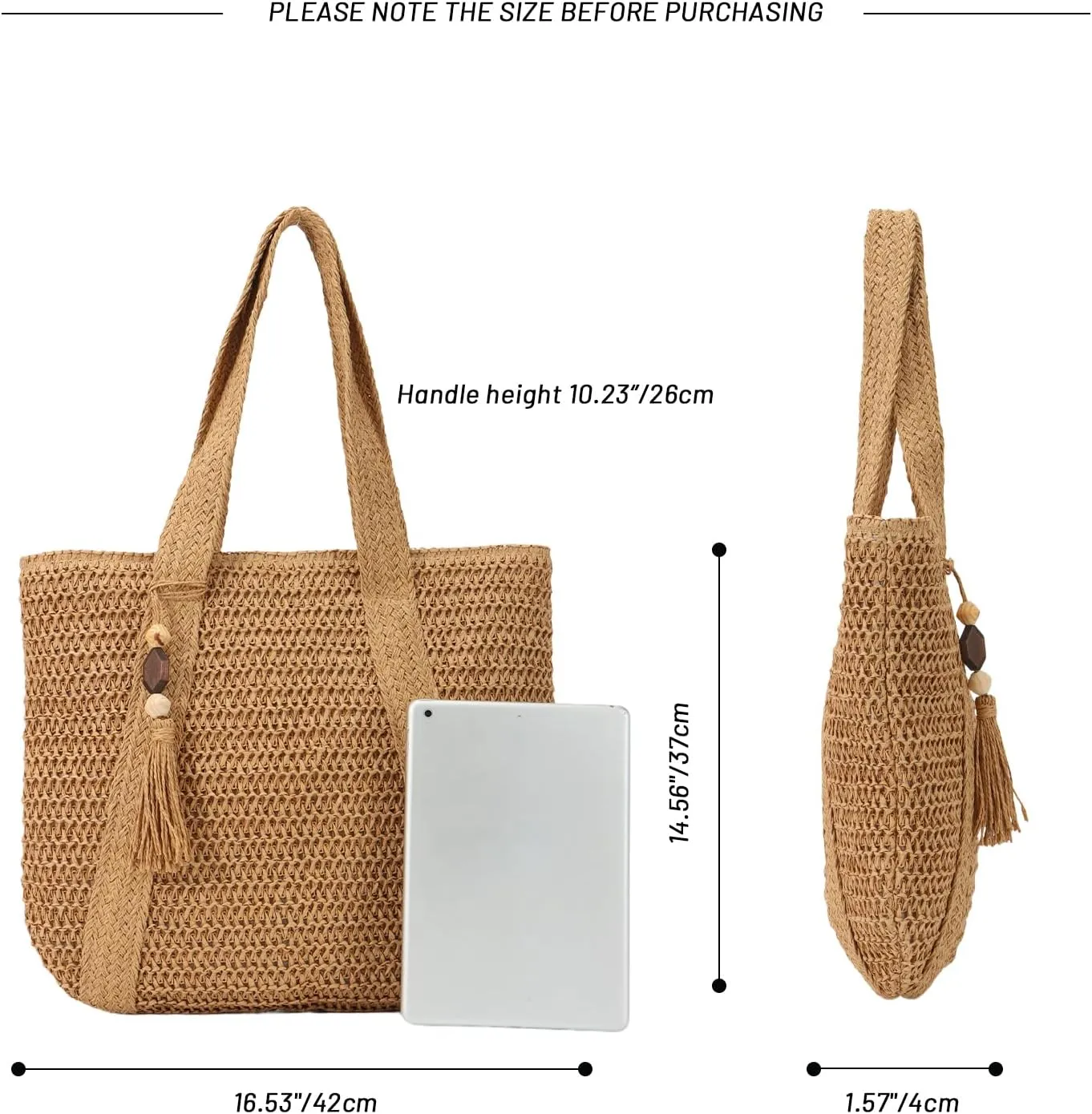 GOKTOW Straw Beach Tote Bag for Women,Raffia Woven Shoulder Handbags for Summer Vacation 2024