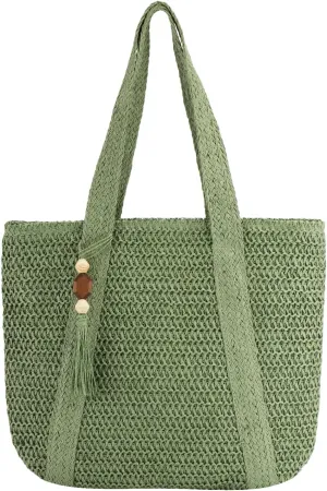 GOKTOW Straw Beach Tote Bag for Women,Raffia Woven Shoulder Handbags for Summer Vacation 2024