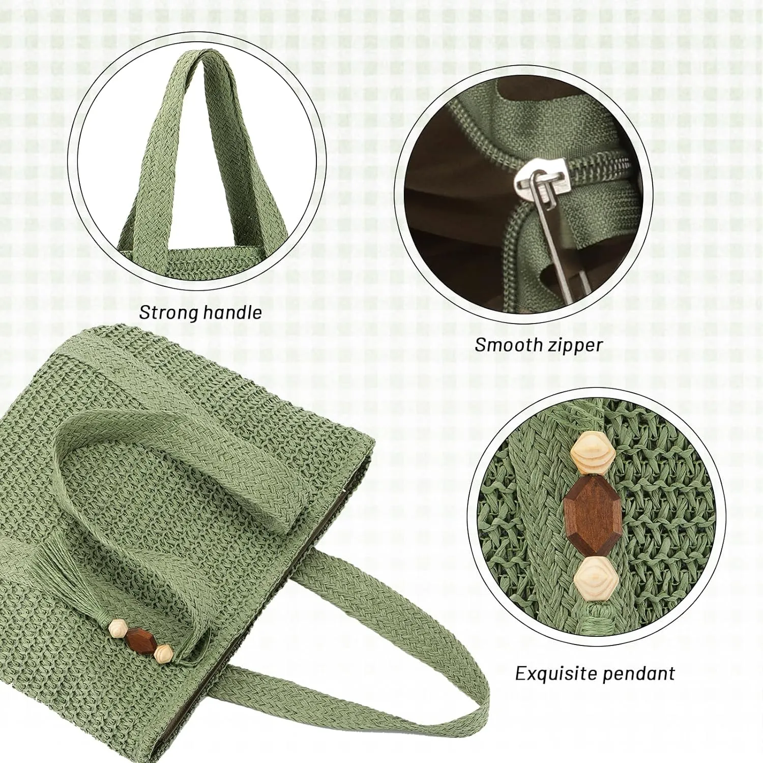 GOKTOW Straw Beach Tote Bag for Women,Raffia Woven Shoulder Handbags for Summer Vacation 2024