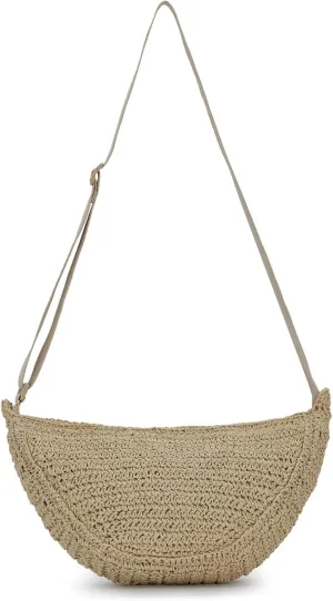 GOKTOW Straw Crescent Beach Crossbody Bag for Women,Raffia Woven Shoulder Handbags for Summer Vacation 2025