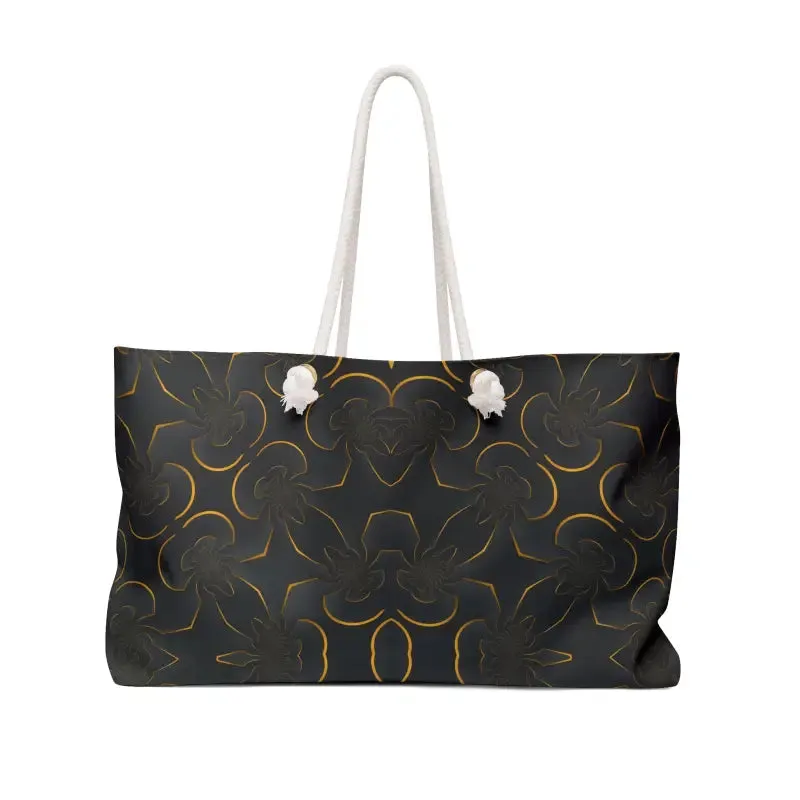 Gold Abstract Pattern Polyester Weekender Bag