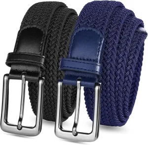 Golf Belts for Men Women 2/3 Pack Braided Elastic Fabric Stretch Canvas Woven Belt for Sports Hiking