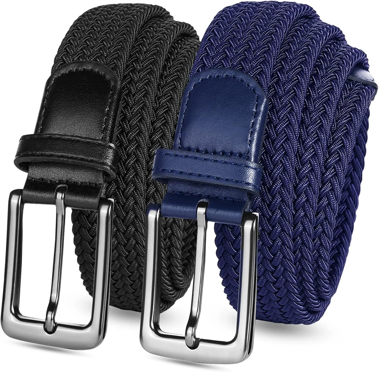 Golf Belts for Men Women 2/3 Pack Braided Elastic Fabric Stretch Canvas Woven Belt for Sports Hiking
