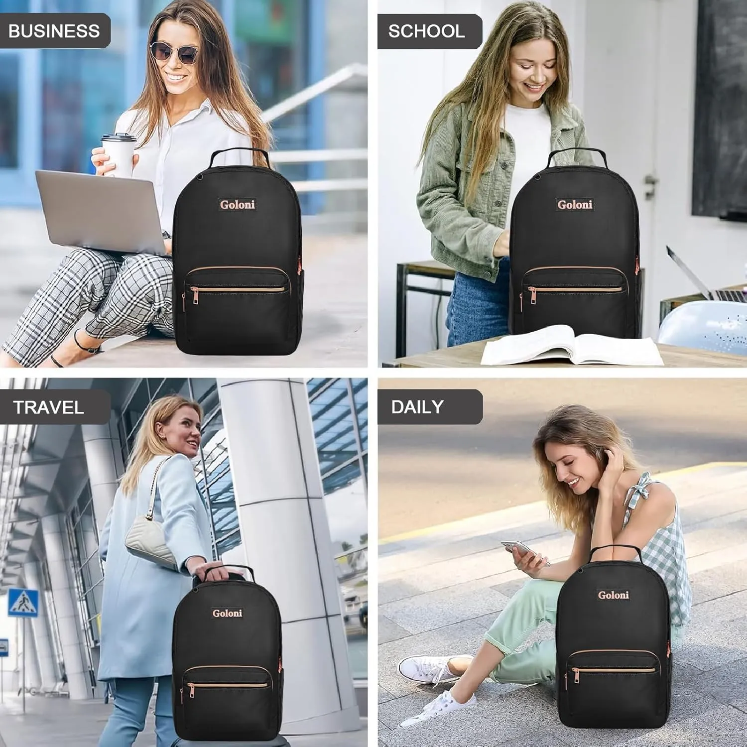 Goloni 15.6 Inch Laptop Backpack School bag for Women Girl Work Bag, Cute Womens Travel Backpack Purse, Waterproof Backpacks Nurse Stylish Travel Bags Casual Daypacks for College, Business