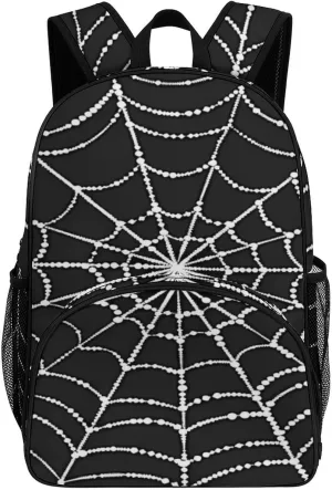 Goth Spider Web Backpack Print Laptop Bag Shoulder Bags Travel Casual Daypacks For Women Men