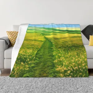 Grassland Paths Super Soft Microfiber Flannel Blankets, Bed, Sofa Ultra Luxurious Warm and Cozy for All Seasons