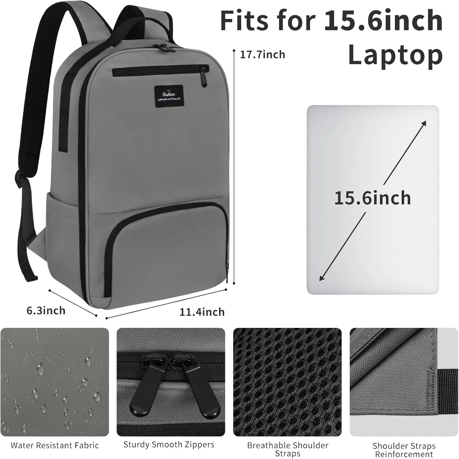 Gray Backpacks for Men, Laptop Travel Backpack,Back packs for College Students, Mens Back Pack for Work,Lightweight Book Bags for School, Bookbag for Boys Girls, Casual Daypacks