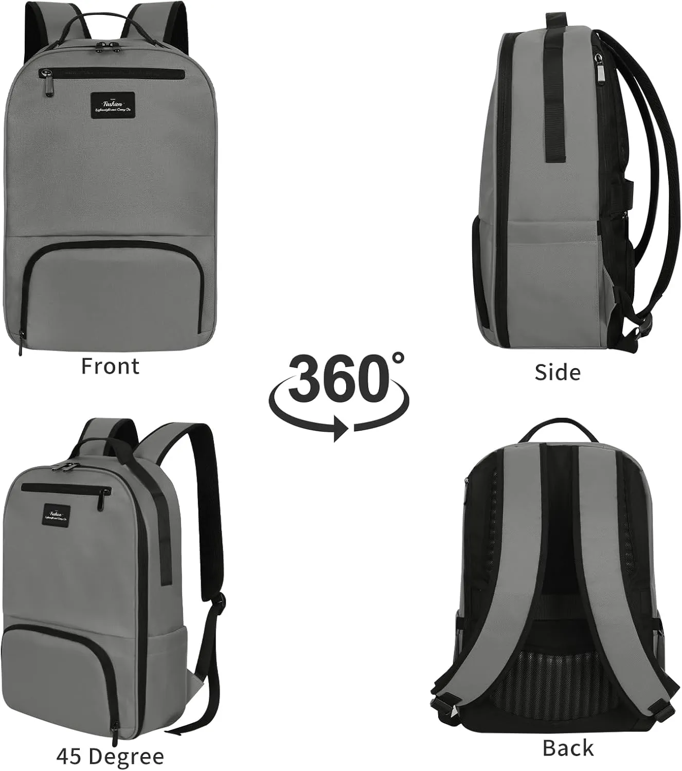 Gray Backpacks for Men, Laptop Travel Backpack,Back packs for College Students, Mens Back Pack for Work,Lightweight Book Bags for School, Bookbag for Boys Girls, Casual Daypacks