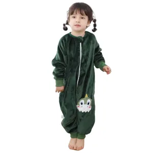 HAHASHOW Baby Winter Sleep Sack with Feet, Unisex Long Sleeve Toddler Sleeping Bag, Flannel Early Walker Sack, 4-5T, Green