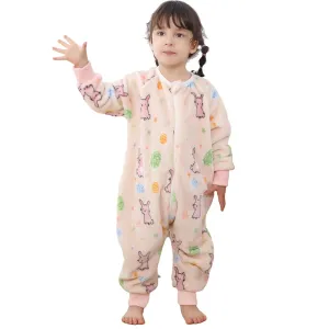 HAHASHOW Baby Winter Sleeping Sack with Feet, Unisex Long Sleeve Toddler Sleeping Bag, Flannel Early Walker Sleeping Sack, 18-24Months, Pale Pink