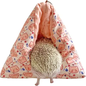 Handmade Cuddle Sack Sleeping Bag Pouch for Hedgehog Hamster Rat Sugar Glider Small Animal Hanging Cage Cave Bed (Pink)