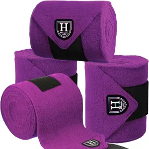 Harrison Howard Essential Horse Polo Leg Wraps Soft Fleece Leg Bandage for Horse Set of 4 Purple Medium