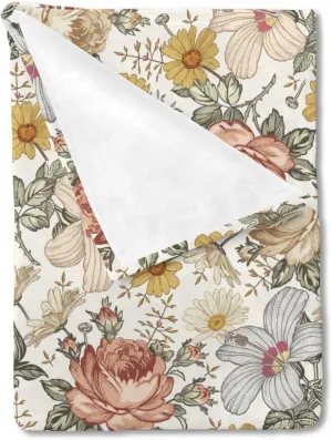 HawSkgFub Boho Retro Peony Floral Baby Blanket for Girls Gift, Beige Bohemia Daisy Flower Flannel Fleece Nursery Bed Blankets, Vintage Soft Lightweight Newborn Infant Kids Toddler Bedding 30 x 40