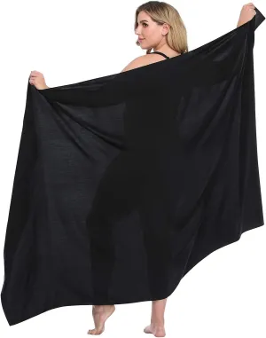 HDE Plus Size UPF 30  Pareo Swimsuit Cover Up Fringeless Sarong Sun Shawl Wrap