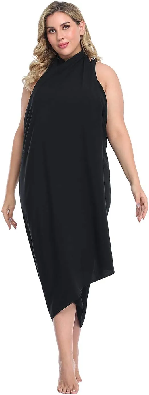 HDE Plus Size UPF 30  Pareo Swimsuit Cover Up Fringeless Sarong Sun Shawl Wrap