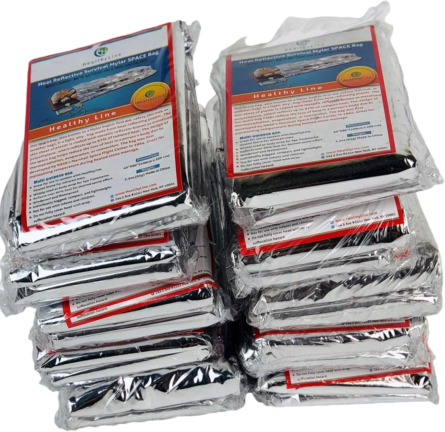 HealthyLine Emergency Mylar Thermal Sleeping Bags (10 Pack) – Retains 97% Body Heat for Sauna Detox, Weight Loss, and Far Infrared Therapy – Durable, Lightweight, and Compact Survival Gear