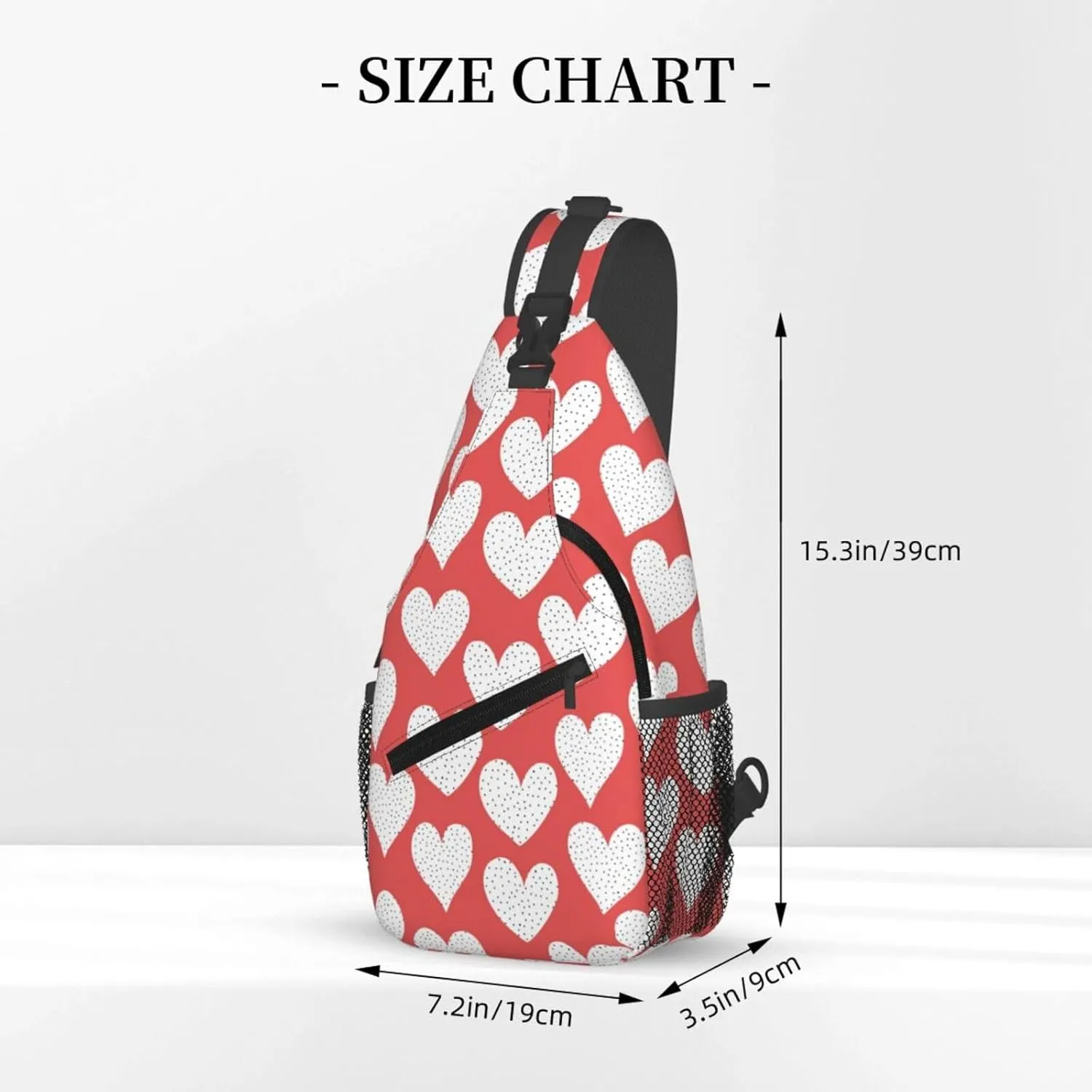 Heart Print Crossbody Bags Cross Men Chest Bag Adjustable Sling Backpack Shoulder Bag For Women Cycling Travel Sport Hiking