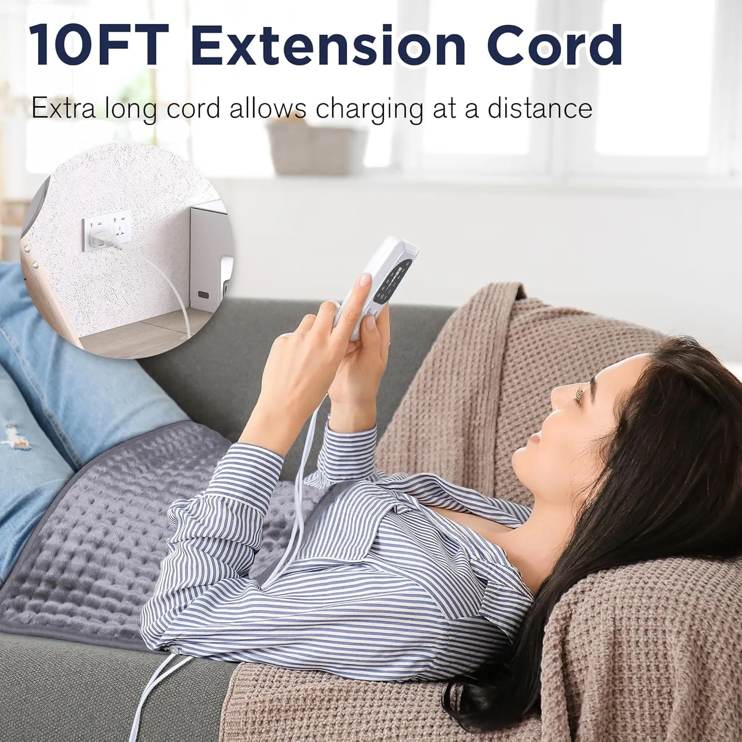Heating Pad for Back Pain Relief, 6 Levels Small Heating Pads for Period Cramps, Portable Back Heating Pad for Neck and Shoulders, XL Heated Pad, Christmas Gifts for Women, 12 x 24 Grey