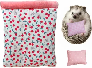 Hedgehog Sleeping Bag Hedgehog Hideout Pouch Cuddle Sack for Hamster Guinea Pig Rat Ferret Sugar Glider Small Pet Nest with 2 Small Pillows