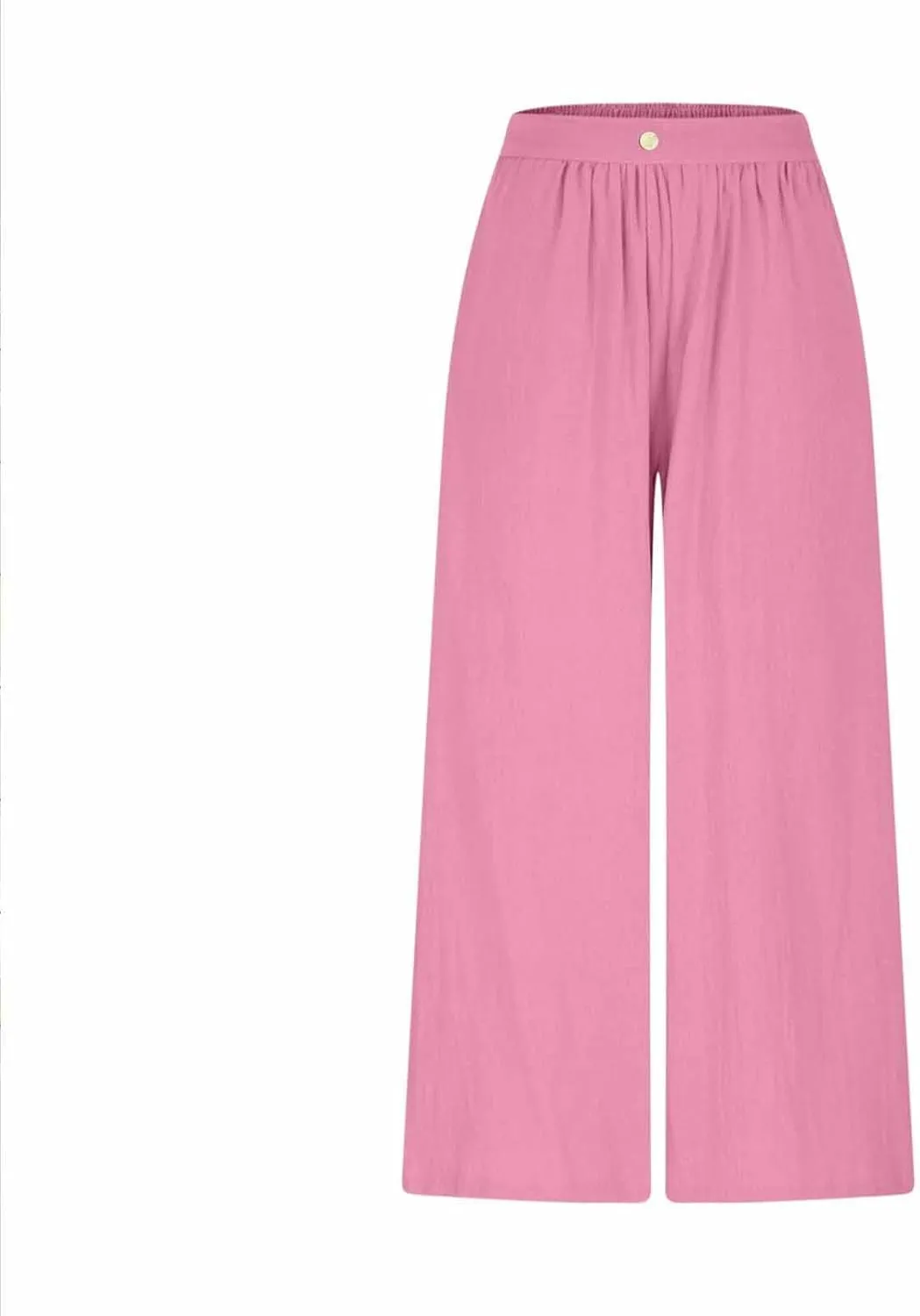 HGps8w Women's Summer Cotton Linen Loose Cropped Palazzo Pants Trendy Wide Leg High Waisted Lounge Trousers with Pockets