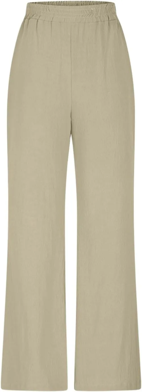 HGps8w Women's Summer Cotton Linen Loose Palazzo Pants Boho Trendy Wide Leg High Waisted Lounge Trousers with Pockets