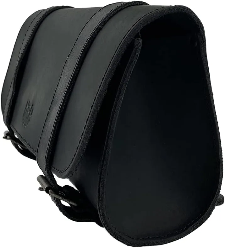 Hide & Drink, Motorcycle Handlebar Bag with 2 Adjustable Straps, Tool Organizer, Motorbike Pouch, Saddle Bag for Bike Commuters, Barrel, Full Grain Leather, Handmade