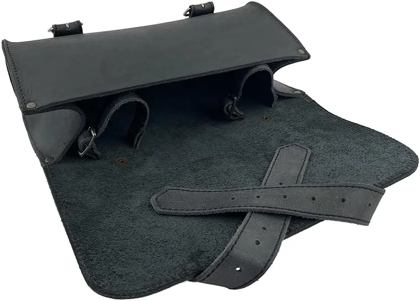Hide & Drink, Motorcycle Handlebar Bag with 2 Adjustable Straps, Tool Organizer, Motorbike Pouch, Saddle Bag for Bike Commuters, Barrel, Full Grain Leather, Handmade