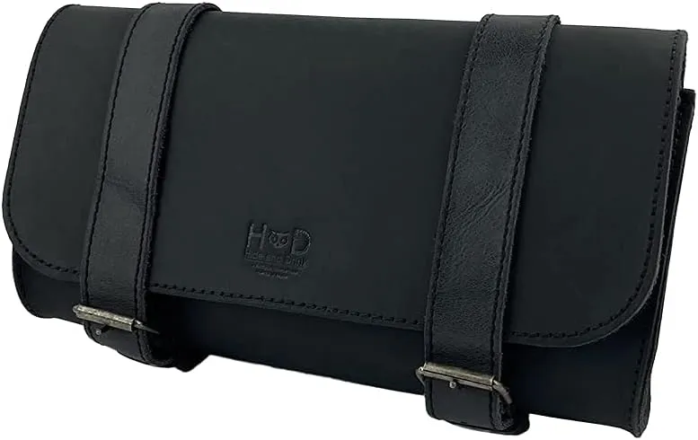 Hide & Drink, Motorcycle Handlebar Bag with 2 Adjustable Straps, Tool Organizer, Motorbike Pouch, Saddle Bag for Bike Commuters, Barrel, Full Grain Leather, Handmade