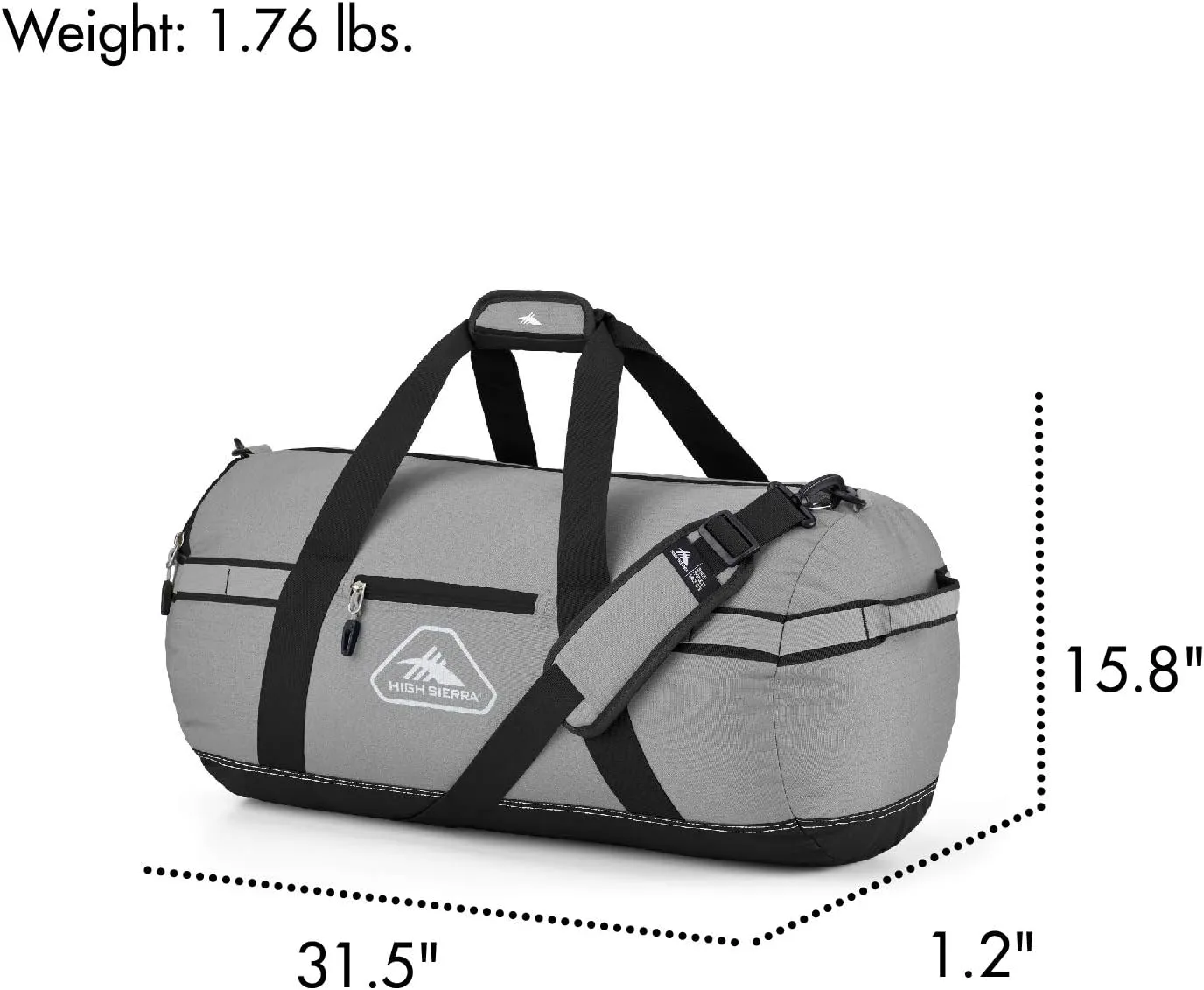 High Sierra Packed Cargo Duffel Bag, Charcoal/Black, Medium (30inches)
