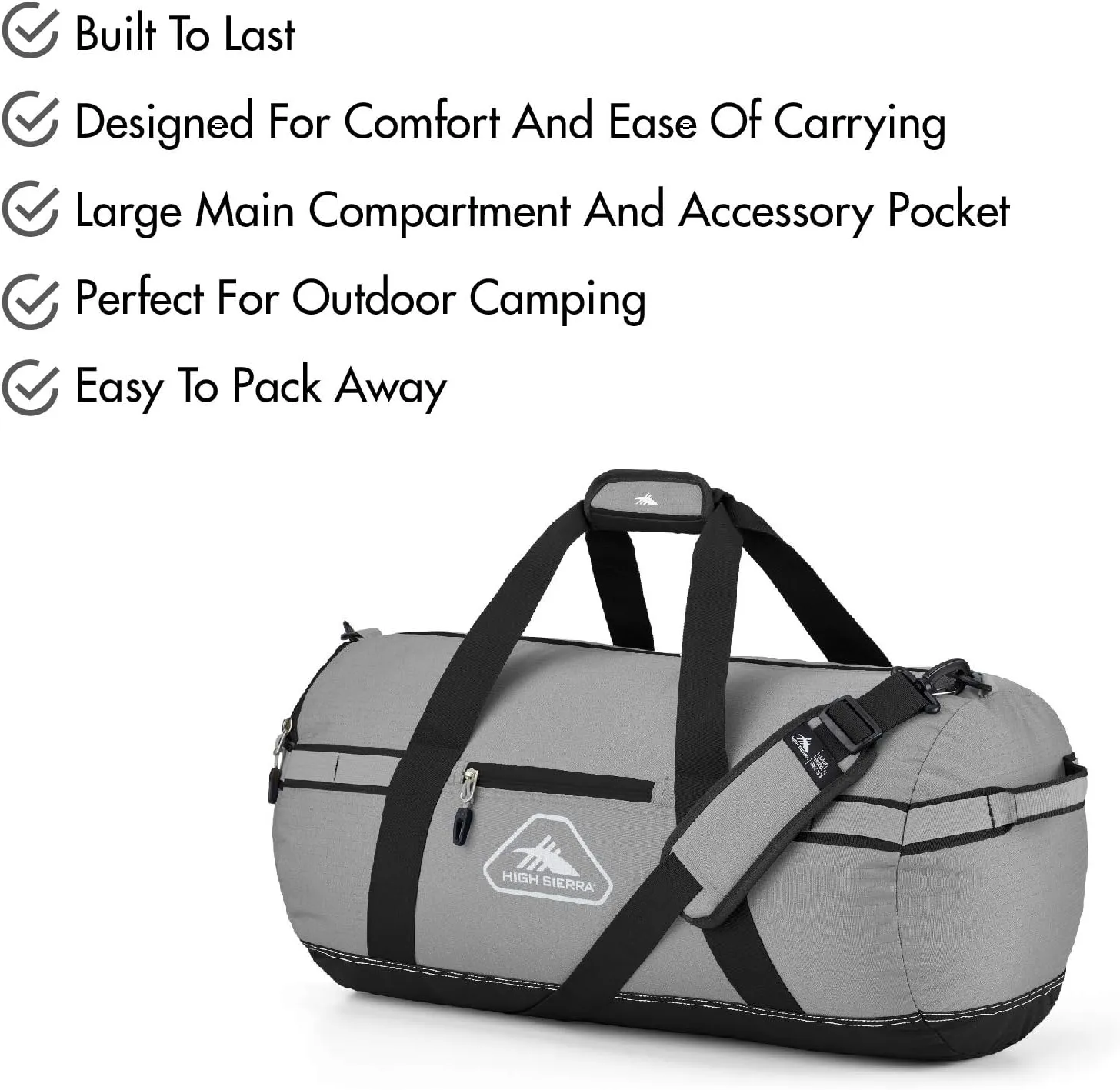 High Sierra Packed Cargo Duffel Bag, Charcoal/Black, Medium (30inches)
