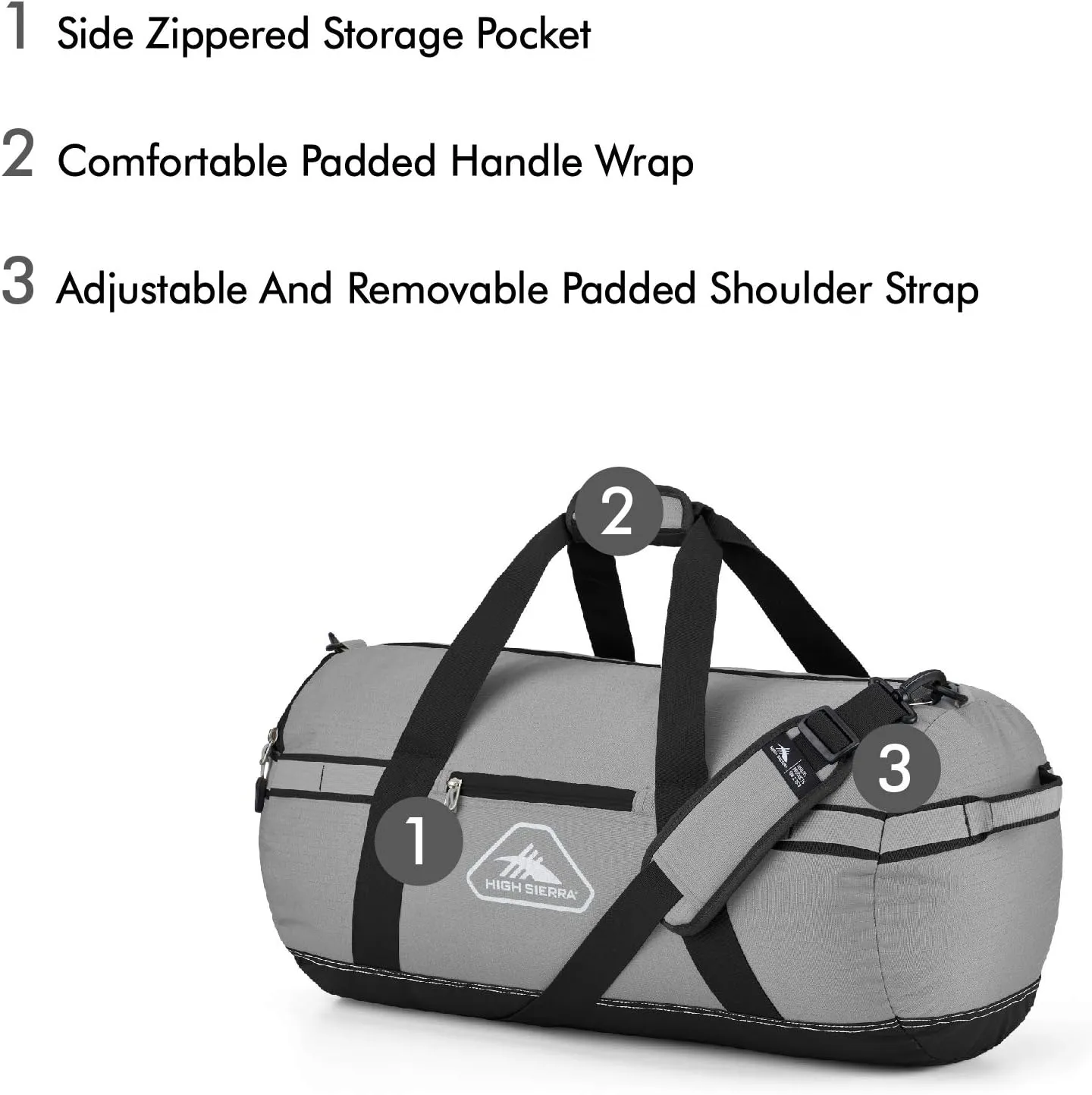 High Sierra Packed Cargo Duffel Bag, Charcoal/Black, Medium (30inches)