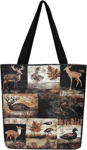 Highland Cow Canvas Tote Bag for Women,Cowboy Farm Animals Foldable Handbag