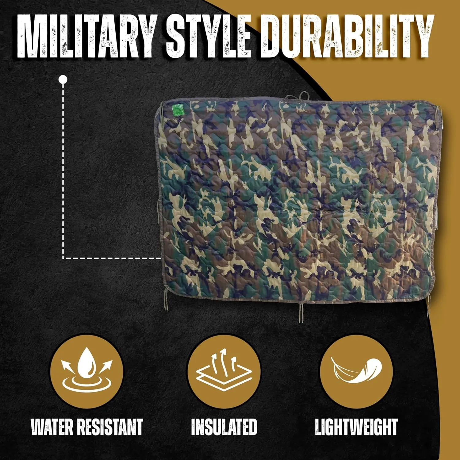 HighSpeedDaddy: Large Woobie Black Blanket & Poncho Liner for Camping & All Weather Use - Water Resistant   Ripstop - Lightweight, Thermal, Insulated - Tactical, Emergency, Outdoor - 82x60