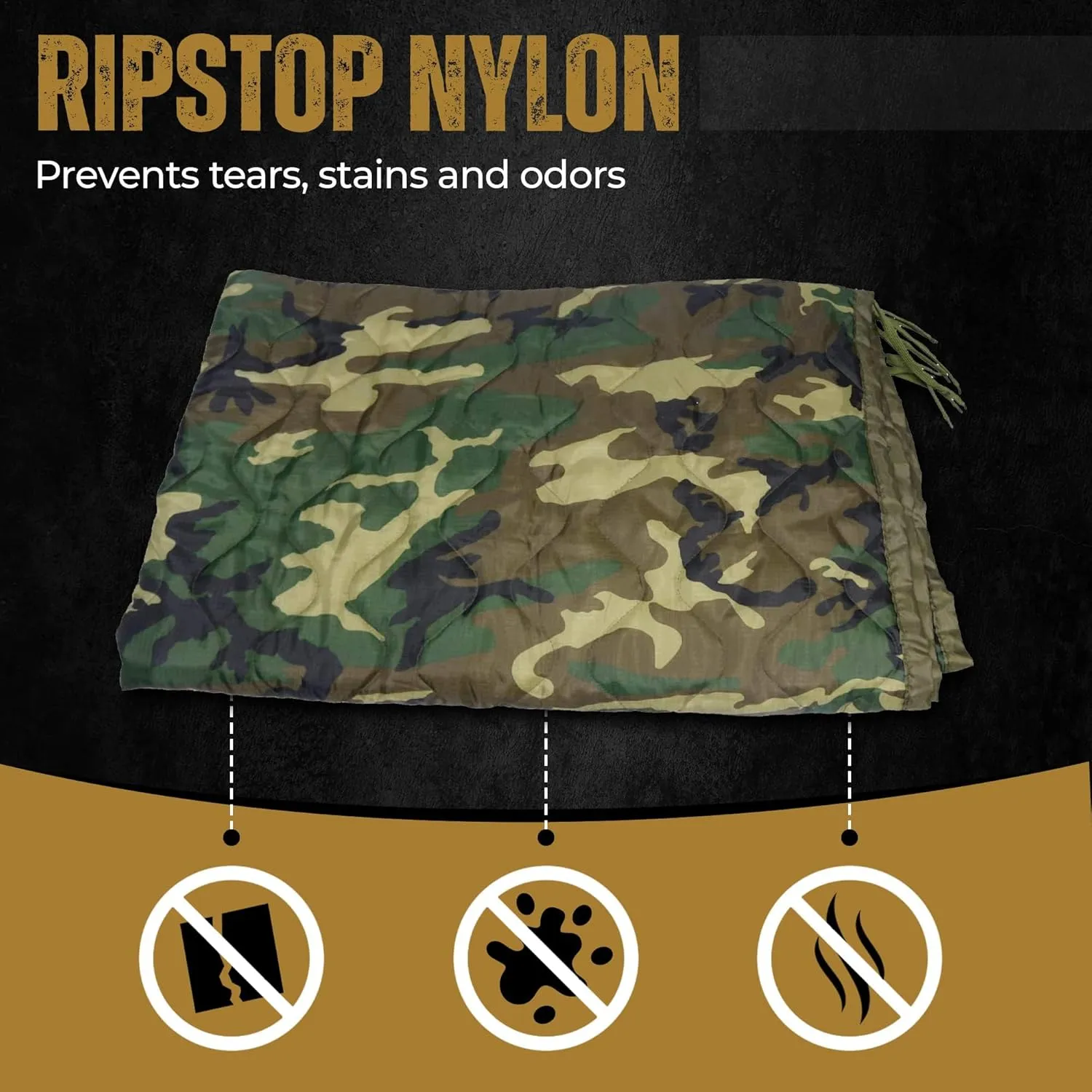 HighSpeedDaddy: Large Woobie Black Blanket & Poncho Liner for Camping & All Weather Use - Water Resistant   Ripstop - Lightweight, Thermal, Insulated - Tactical, Emergency, Outdoor - 82x60