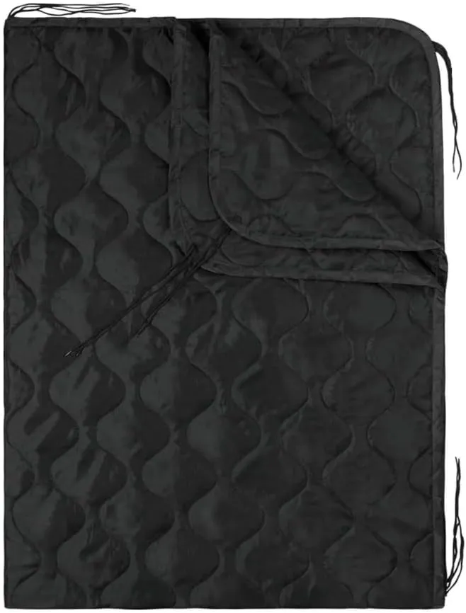 HighSpeedDaddy: Large Woobie Black Blanket & Poncho Liner for Camping & All Weather Use - Water Resistant   Ripstop - Lightweight, Thermal, Insulated - Tactical, Emergency, Outdoor - 82x60
