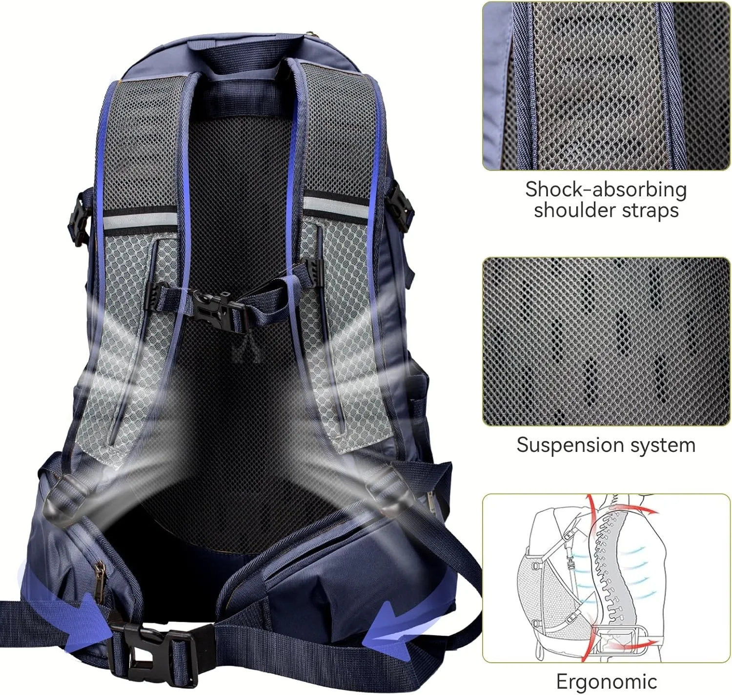 Hiking Backpack 40L, Waterproof Hiking Backpack with Rain Cover, Large Camping Bag Outdoor Sport Travel Daypack