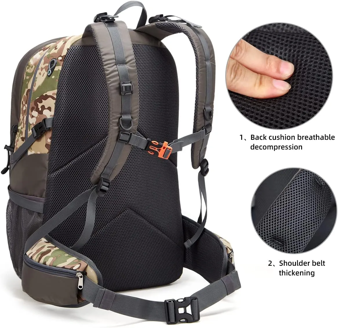Hiking Backpack 40L Waterproof Hiking Daypack with Rain Cover, Outdoor Trekking Travel Backpacks for Men Women