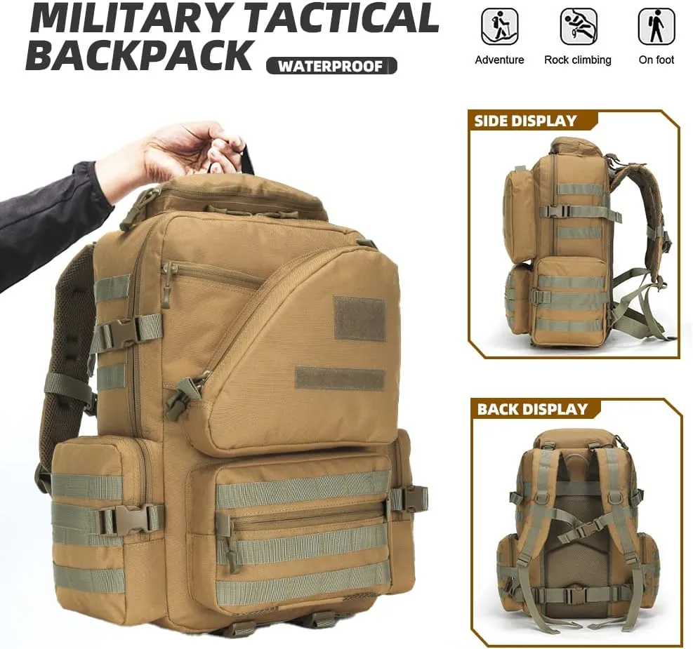 Hiking Trekking Rucksack Military Hiking Backpack 3 Day Molle Assault Pack Waterproof EDC Bag for Outdoor