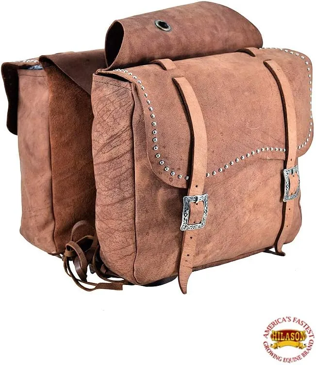 HILASON Soft Leather Horse Saddle Bag Tan | Equestrian Western Leather Saddle Bag | Adjustable Closure Saddle Bag