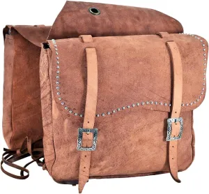 HILASON Soft Leather Horse Saddle Bag Tan | Equestrian Western Leather Saddle Bag | Adjustable Closure Saddle Bag