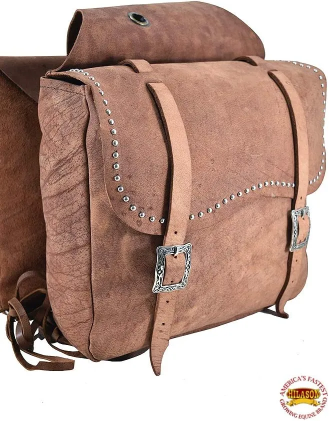 HILASON Soft Leather Horse Saddle Bag Tan | Equestrian Western Leather Saddle Bag | Adjustable Closure Saddle Bag