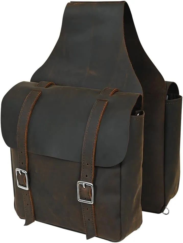 HILASON Soft Leather Horse Saddle Bag Tan | Equestrian Western Leather Saddle Bag | Adjustable Closure Saddle Bag