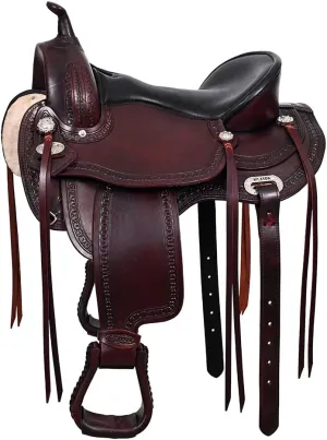 HILASON Western Horse Saddle American Leather Flex Tree Trail & Pleasure Chocolate Brown | American Saddle Horse | Leather Saddle | Western Saddle | Saddle for Horses | Horse Saddle Western