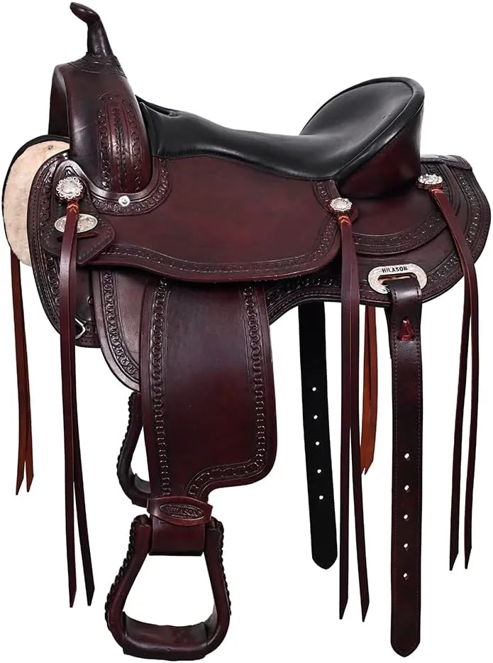 HILASON Western Horse Saddle American Leather Flex Tree Trail & Pleasure Chocolate Brown | American Saddle Horse | Leather Saddle | Western Saddle | Saddle for Horses | Horse Saddle Western