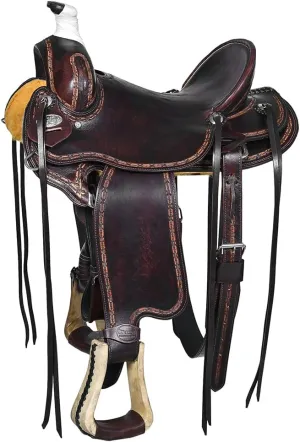 HILASON Western Horse Saddle American Leather Ranch Roping Trail Dark Brown | Hand Tooled | Horse Saddle | Western Saddle | Wade & Roping Saddle | Horse Leather Saddle | Saddle for Horses