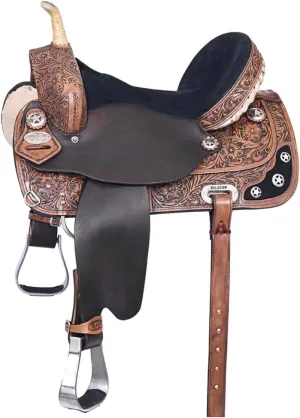 HILASON Western Horse Saddle American Leather Treeless Trail Barrel | Horse Saddle | Western Saddle | Leather Saddle | Treeless Saddle | Barrel Saddle | Saddle for Horses