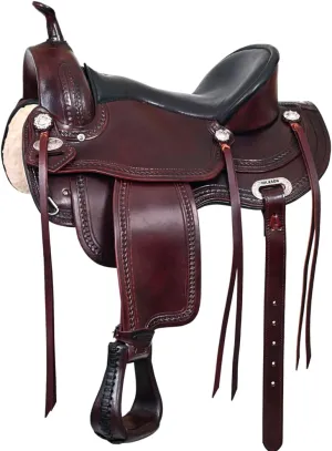 HILASON Western Horse Saddle American Leather Treeless Trail Pleasure | Horse Saddle | Western Saddle | Leather Saddle | Treeless Saddle | Barrel Saddle | Saddle for Horses