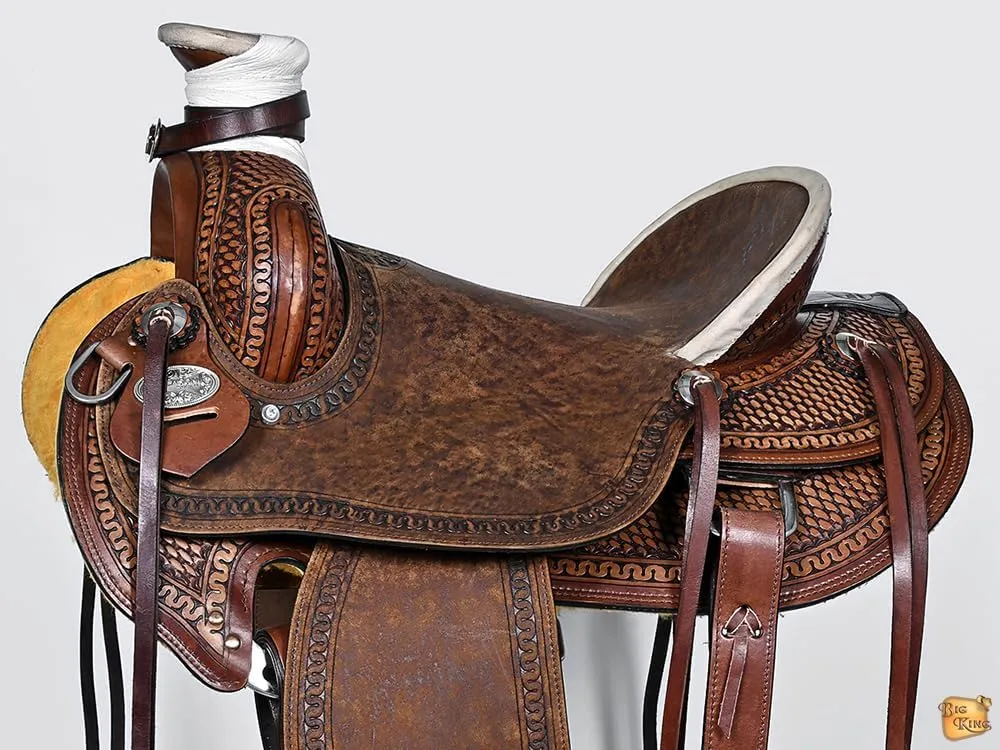 HILASON Western Horse Saddle American Leather Wade Ranch Roping Brown | Hand Tooled | Horse Saddle | Western Saddle | Wade & Roping Saddle | Horse Leather Saddle | Saddle for Horses