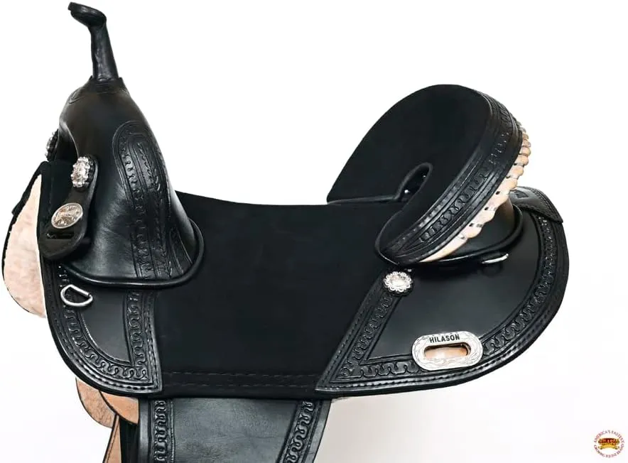 HILASON Western Horse Saddle Treeless Trail Racing Genuine American Leather | Horse Saddle | Western Saddle | Treeless Saddle | Saddle for Horses | Horse Leather Saddle